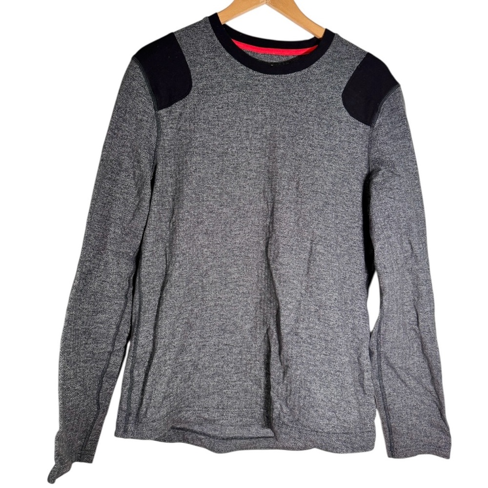 Lululemon Sprint Long Sleeve Shirt Black Gray Herringbone Men’s Medium - Picture 1 of 6